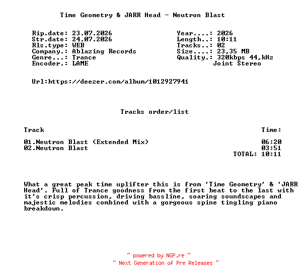 NFO for the release Time_Geometry_And_JARR_Head_-_Neutron_Blast-(ABL353)-WEB-2026-FMC by FMC
