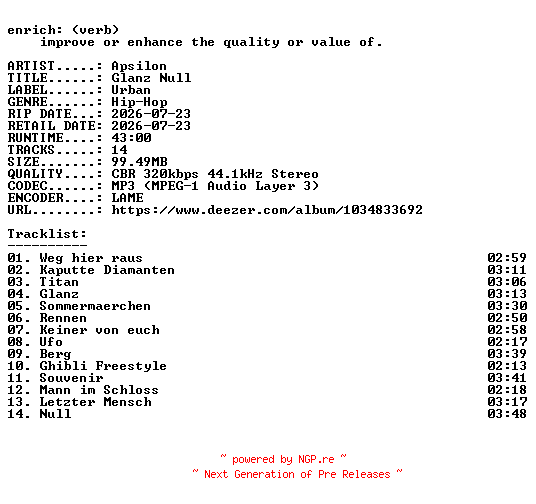 NFO for the release Apsilon-Glanz_Null-WEB-DE-2026-ENRiCH by ENRiCH