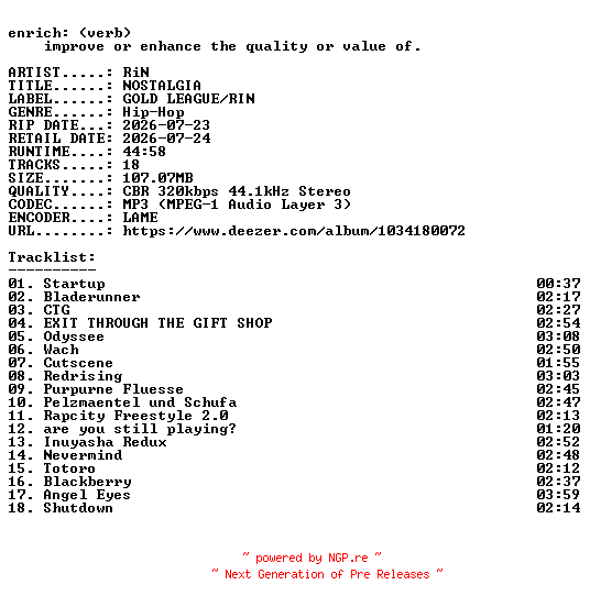NFO for the release RiN-NOSTALGIA-WEB-DE-2026-ENRiCH by ENRiCH