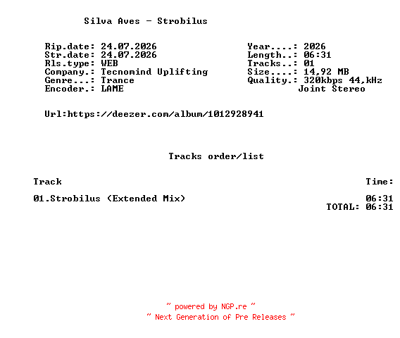 NFO for the release Silva_Aves_-_Strobilus-(TMU190)-SINGLE-WEB-2026-FMC by FMC