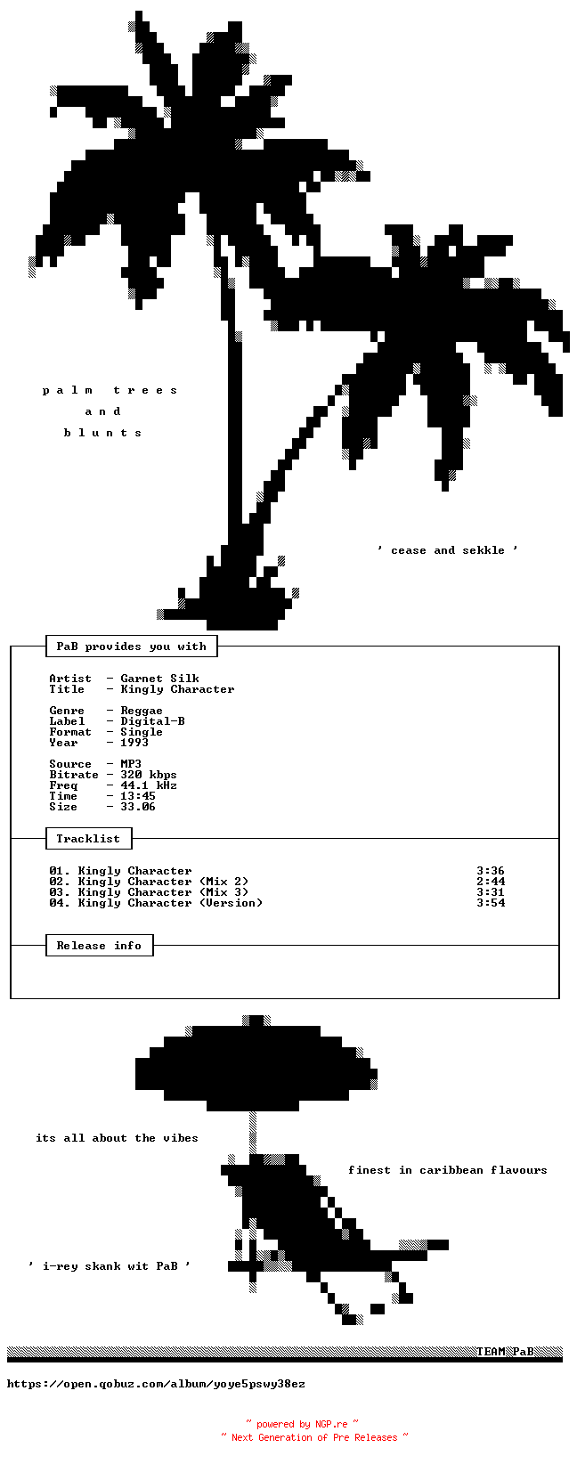 NFO for the release Garnet_Silk-Kingly_Character-Single-WEB-1993-PaB by PaB