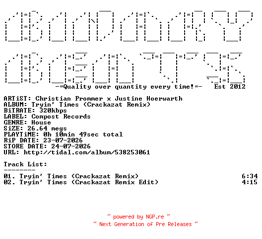 NFO for the release Christian_Prommer_x_Justine_Hoerwarth-Tryin_Times_(Crackazat_Remix)-(CPT_685-3)-WEB-2026-BB by BB