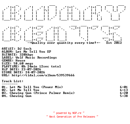 NFO for the release DJ_Soch-Let_Me_Tell_You_EP-(WOLFEP088)-WEB-2026-BB by BB