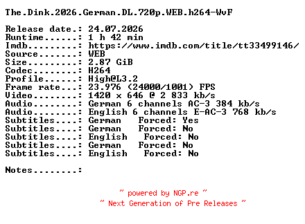 NFO for the release The.Dink.2026.German.DL.720p.WEB.h264-WvF by WvF