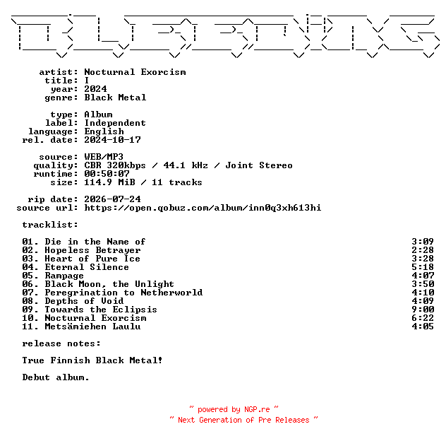 NFO for the release Nocturnal_Exorcism-I-WEB-2024-BLEEDiNG by BLEEDiNG