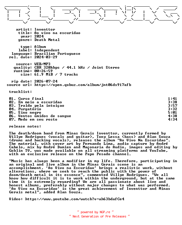 NFO for the release Inventtor-Ao_vivo_na_escuridao-BR-WEB-2024-BLEEDiNG by BLEEDiNG