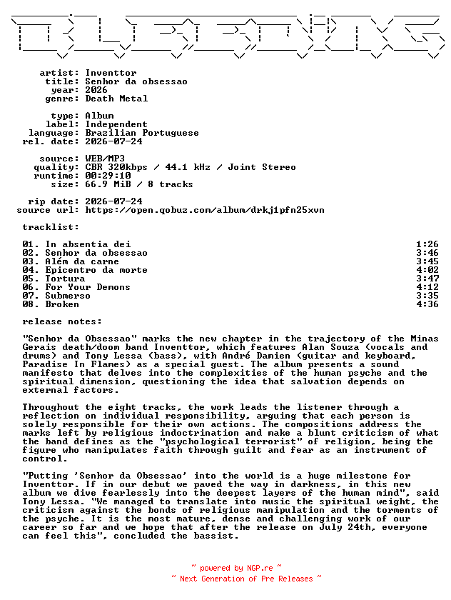 NFO for the release Inventtor-Senhor_da_obsessao-BR-WEB-2026-BLEEDiNG by BLEEDiNG