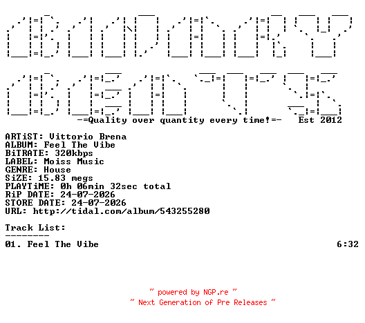 NFO for the release Vittorio_Brena-Feel_The_Vibe-(MOISS675)-SINGLE-WEB-2026-BB by BB