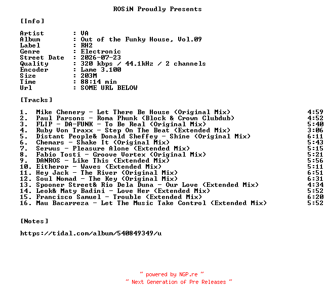NFO for the release VA-Out_Of_The_Funky_House_Vol.09-WEB-2026-ROSiN by ROSiN