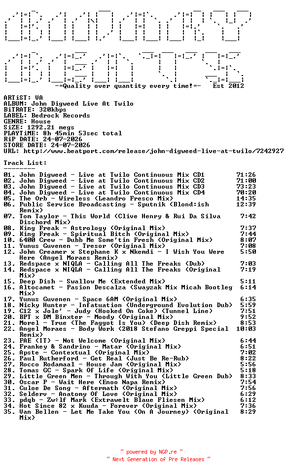 NFO for the release VA-John_Digweed_Live_At_Twilo-(BEDTNY1D)-WEB-2026-BB by BB
