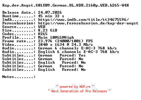 NFO for the release Kap.der.Angst.S01E09.German.DL.HDR.2160p.WEB.h265-W4K by W4K