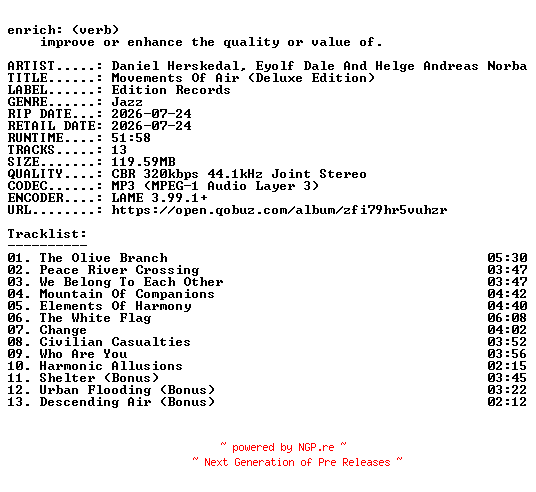 NFO for the release Daniel_Herskedal_Eyolf_Dale_And_Helge_Andreas_Norbakken-Movements_Of_Air_(Deluxe_Edition)-WEB-2026-ENRiCH by ENRiCH