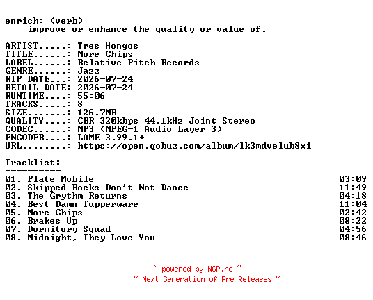 NFO for the release Tres_Hongos-More_Chips-WEB-2026-ENRiCH by ENRiCH