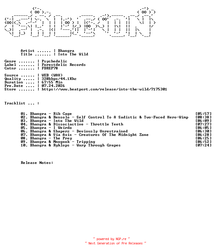 NFO for the release Bhangra-Into_The_Wild-(FDREP78)-WEB-2026-FALCON by FALCON