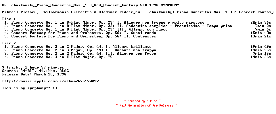 NFO for the release VA-Tchaikovsky_Piano_Concertos_Nos._1-3_And_Concert_Fantasy-WEB-1998-SYMPHONY by SYMPHONY