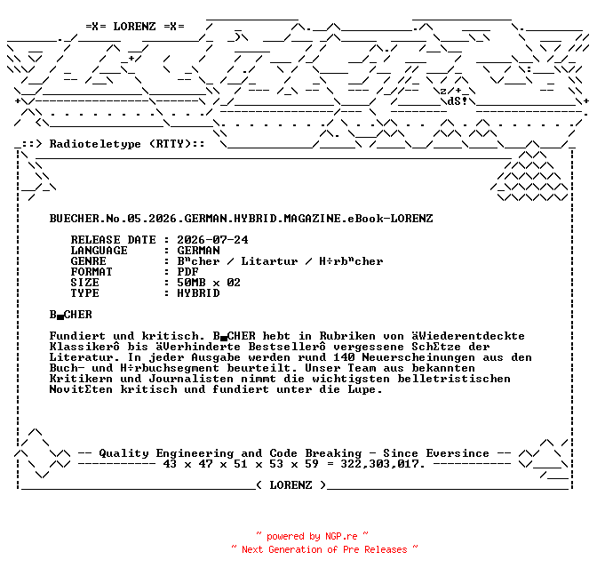 NFO for the release BUECHER.No.05.2026.GERMAN.HYBRID.MAGAZINE.eBook-LORENZ by LORENZ