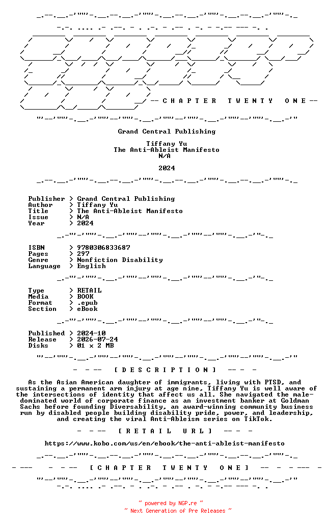 NFO for the release Tiffany.Yu.-.The.Anti-Ableist.Manifesto.2024.RETAIL.EPUB.eBook-CTO by CTO