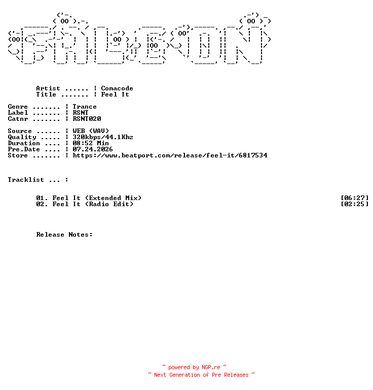 NFO for the release Comacode-Feel_It-(RSNT020)-WEB-2026-FALCON by FALCON