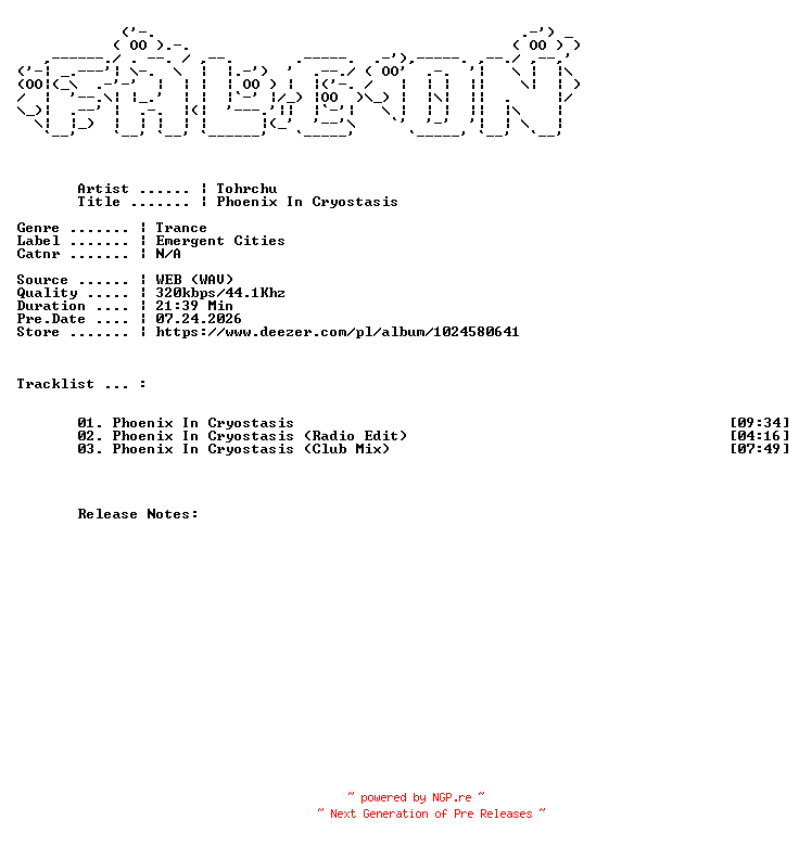 NFO for the release Tohrchu-Phoenix_In_Cryostasis-WEB-2026-FALCON by FALCON