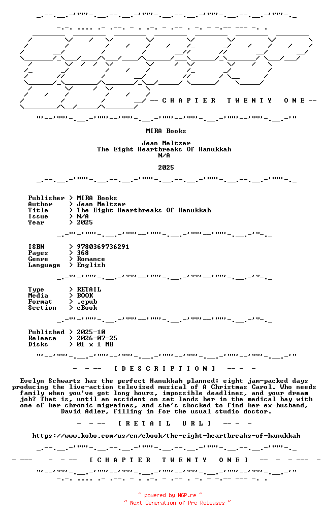 NFO for the release Jean.Meltzer.-.The.Eight.Heartbreaks.Of.Hanukkah.2025.RETAIL.EPUB.eBook-CTO by CTO