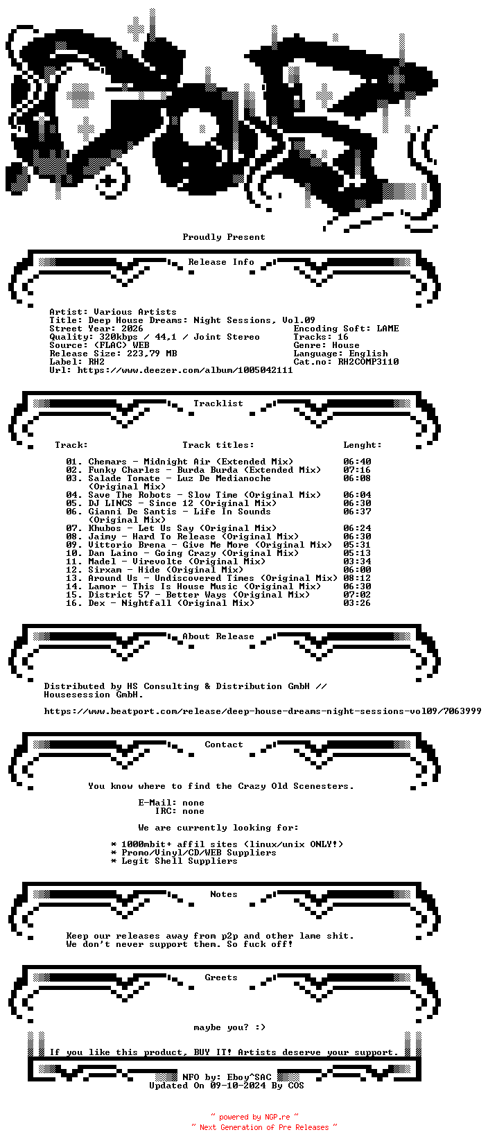 NFO for the release VA-Deep_House_Dreams_Night_Sessions_Vol.09-(RH2COMP3110)-WEB-2026-COS by COS