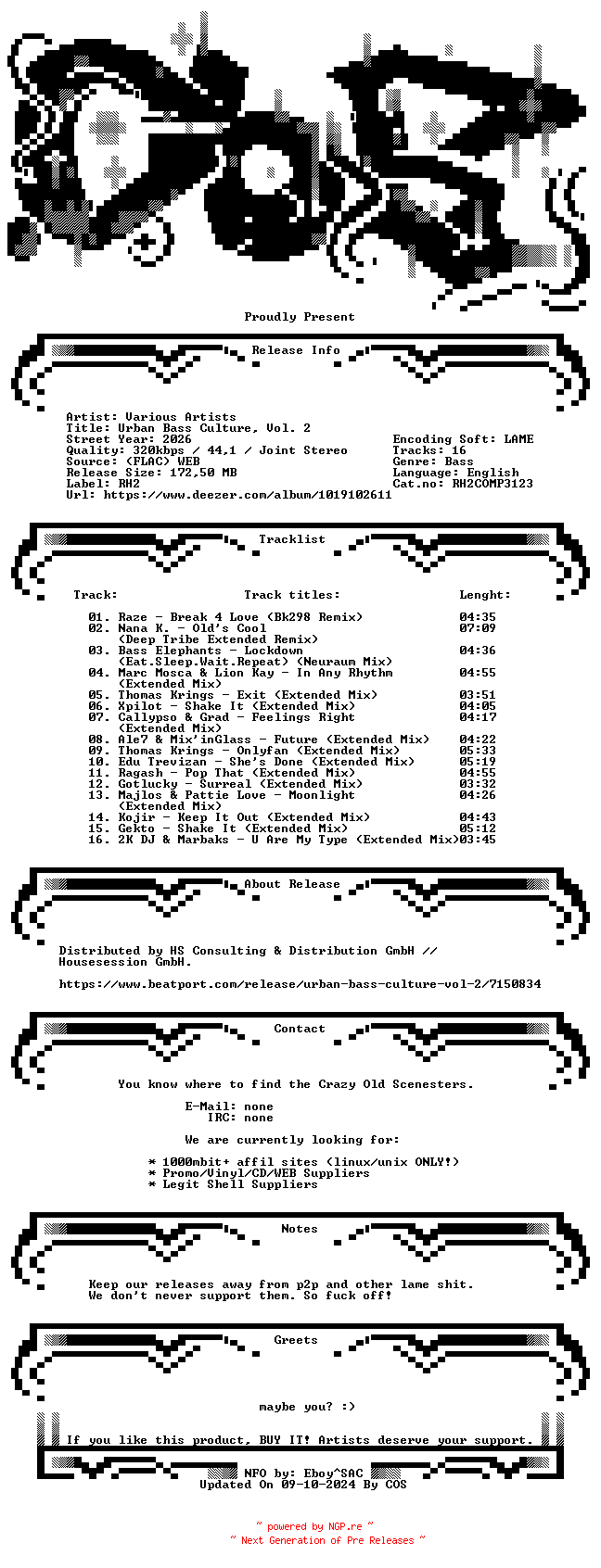 NFO for the release VA-Urban_Bass_Culture_Vol._2-(RH2COMP3123)-WEB-2026-COS by COS