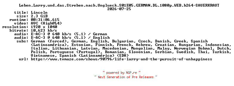 NFO for the release Leben.Larry.und.das.Streben.nach.Unglueck.S01E05.GERMAN.DL.1080p.WEB.h264-SAUERKRAUT by SAUERKRAUT