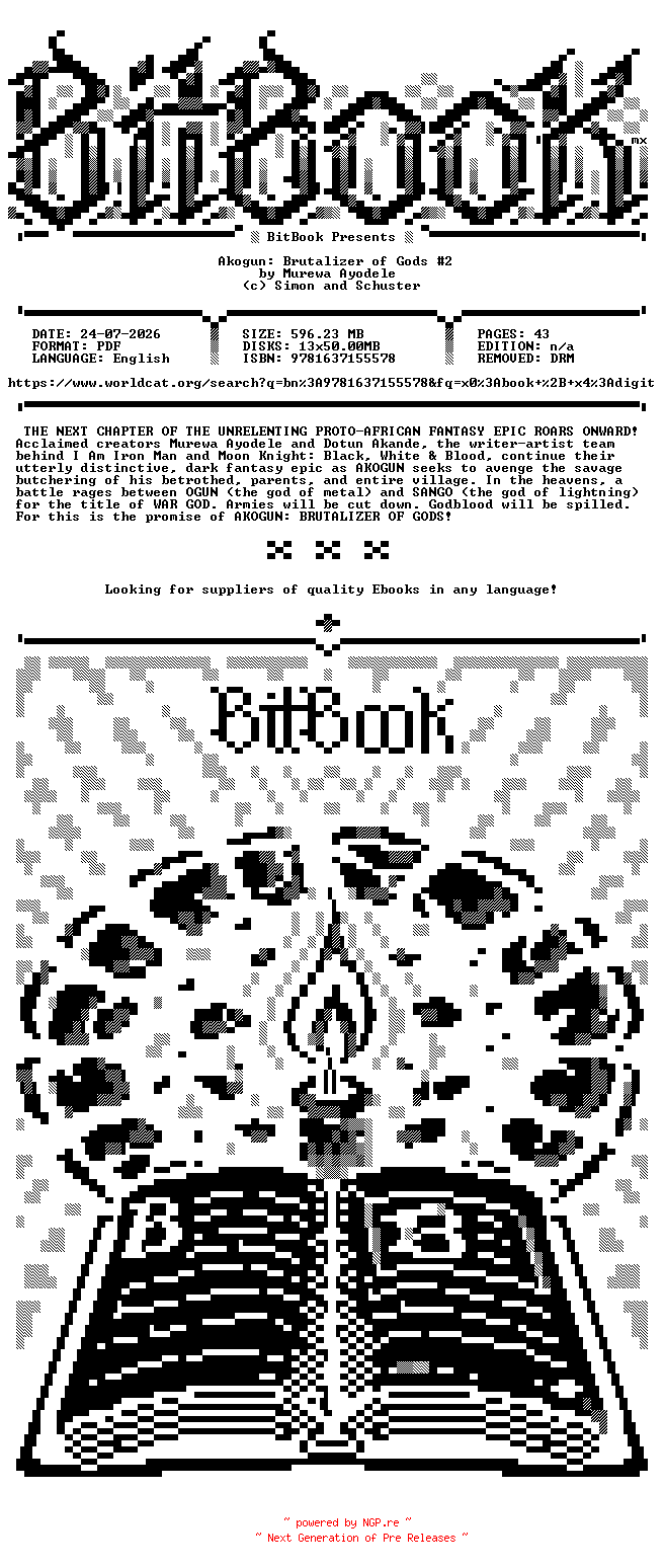 NFO for the release Oni.Press.-.Akogun.Brutalizer.of.Gods.No.02.2024.Retail.Comic.eBook-BitBook by BitBook