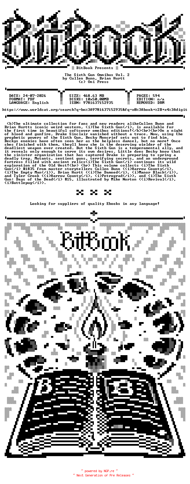 NFO for the release Oni.Press.-.The.Sixth.Gun.Omnibus.Vol.02.2024.Retail.Comic.eBook-BitBook by BitBook