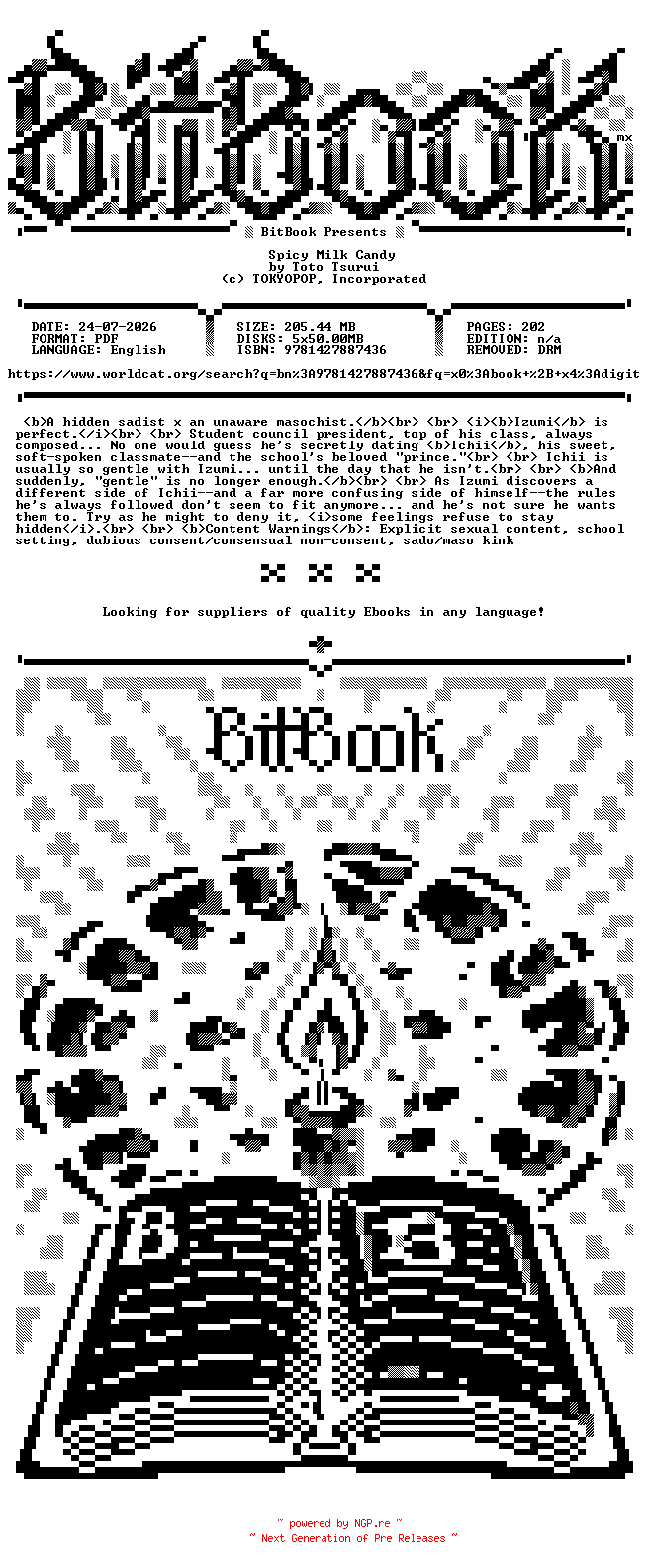 NFO for the release TOKYOPOP.-.Spicy.Milk.Candy.2026.Retail.Comic.eBook-BitBook by BitBook