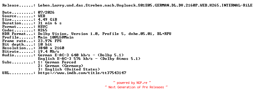 NFO for the release Leben.Larry.und.das.Streben.nach.Unglueck.S01E05.GERMAN.DL.DV.2160P.WEB.H265.INTERNAL-RiLE by RiLE
