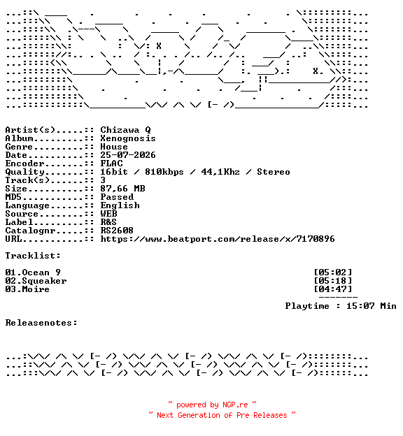 NFO for the release Chizawa_Q-Xenognosis-RS2608-16BIT-WEB-FLAC-2026-WAVED by WAVED