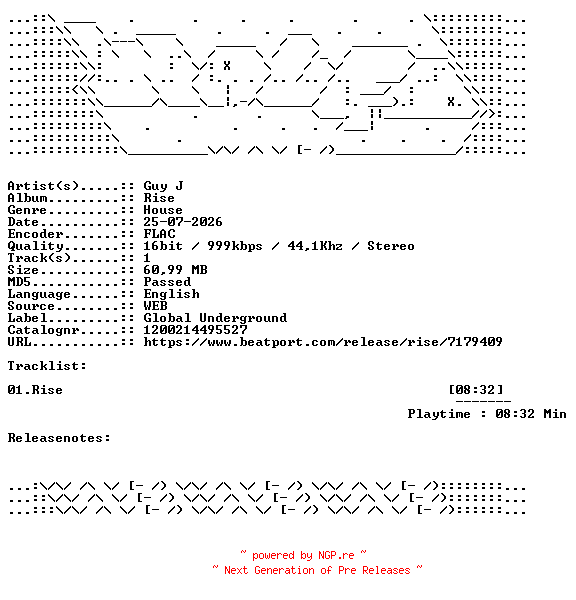 NFO for the release Guy_J-Rise-SINGLE-16BIT-WEB-FLAC-2026-WAVED by WAVED