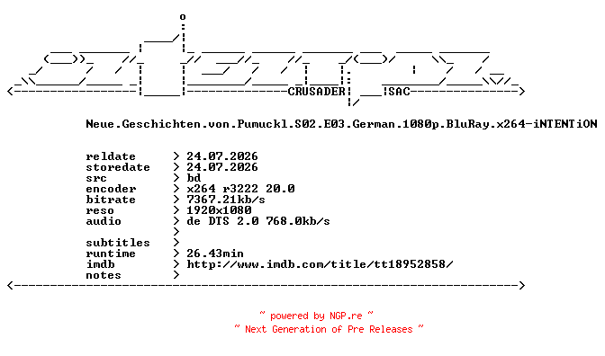NFO for the release Neue.Geschichten.von.Pumuckl.S02.E03.German.1080p.BluRay.x264-iNTENTiON by iNTENTiON