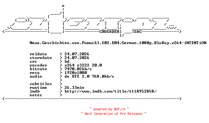NFO for the release Neue.Geschichten.von.Pumuckl.S02.E04.German.1080p.BluRay.x264-iNTENTiON by iNTENTiON
