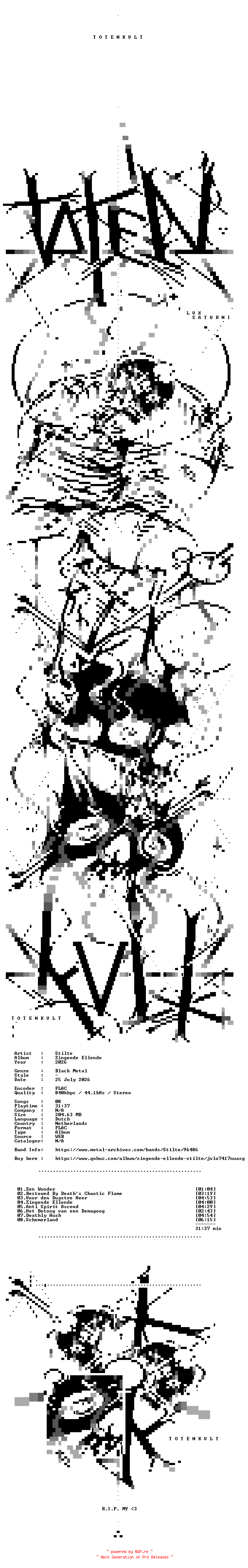 NFO for the release Stilte-Zingende_Ellende-NL-16BIT-WEB-FLAC-2026-TOTENKVLT by TOTENKVLT