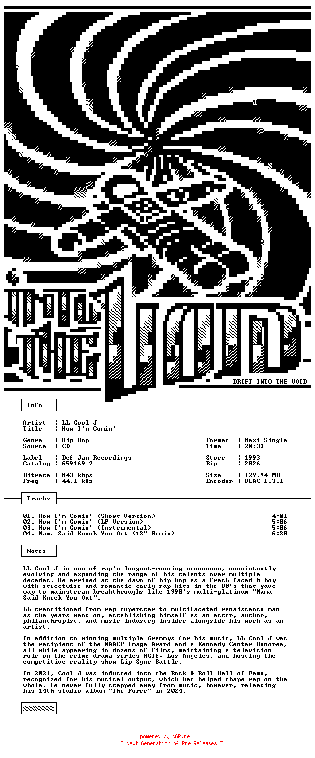 NFO for the release LL_Cool_J-How_Im_Comin-CDM-FLAC-1993-THEVOiD by THEVOiD
