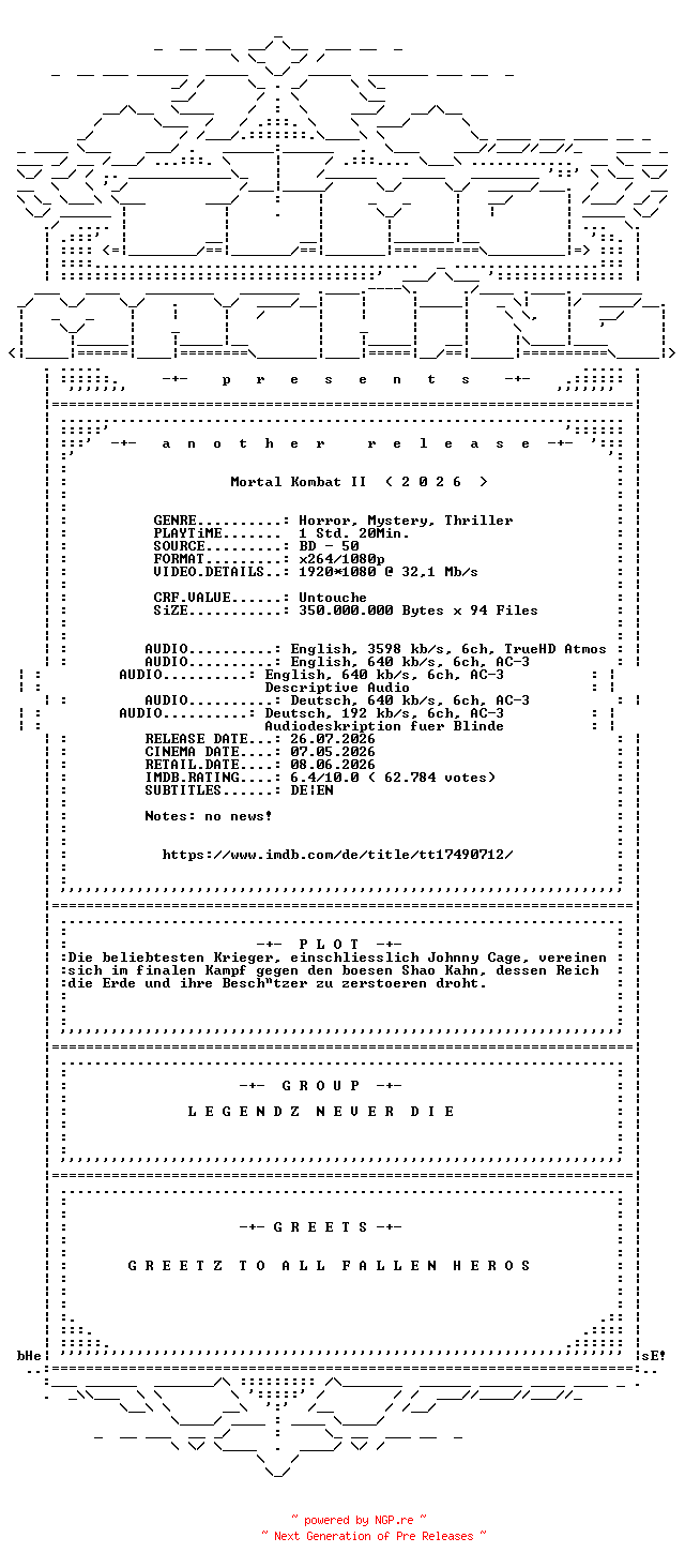 NFO for the release Mortal.Kombat.II.2026.German.DL.1080p.BluRay.AVC-TM by TM