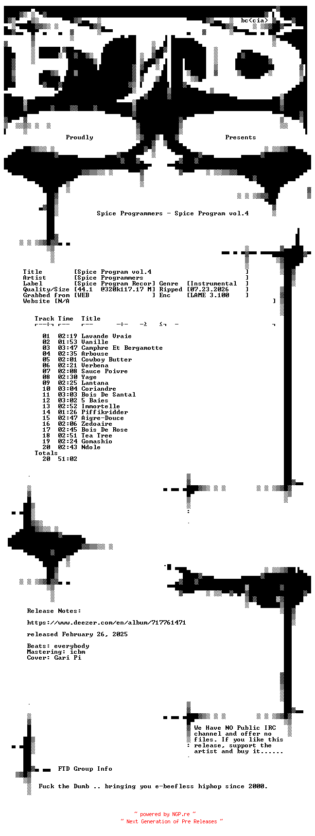 NFO for the release Spice_Programmers-Spice_Program_vol.4-WEB-2025-FTD by FTD
