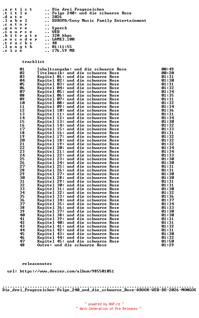 NFO for the release Die_drei_Fragezeichen-Folge_240_und_die_schwarze_Rose-ABOOK-WEB-DE-2026-MONGOS by MONGOS