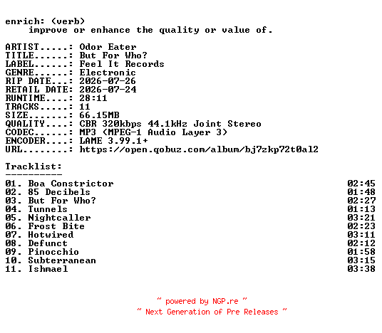 NFO for the release Odor_Eater-But_For_Who-WEB-2026-ENRiCH by ENRiCH
