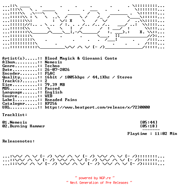 NFO for the release Blood_Magick_And_Giovanni_Conte-Nemesis-KP256-16BIT-WEB-FLAC-2026-WAVED by WAVED