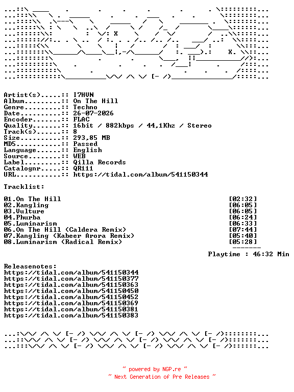NFO for the release I7HVN-On_The_Hill-QR111-16BIT-WEB-FLAC-2026-WAVED by WAVED