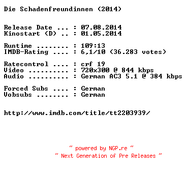 NFO for the release Die.Schadenfreundinnen.German.BDRiP.x264-EXQUiSiTE by EXQUiSiTE