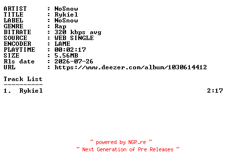 NFO for the release Nosnow-Rykiel-SINGLE-WEB-FR-2026-GUESTS by GUESTS