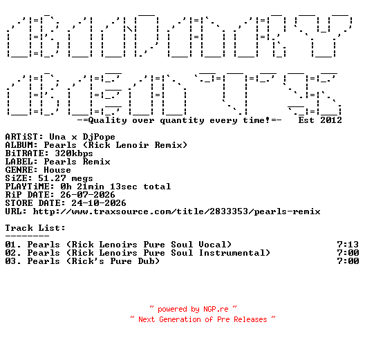 NFO for the release Una_x_DjPope-Pearls_(Rick_Lenoir_Remix)-(FH072)-WEB-2026-BB by BB