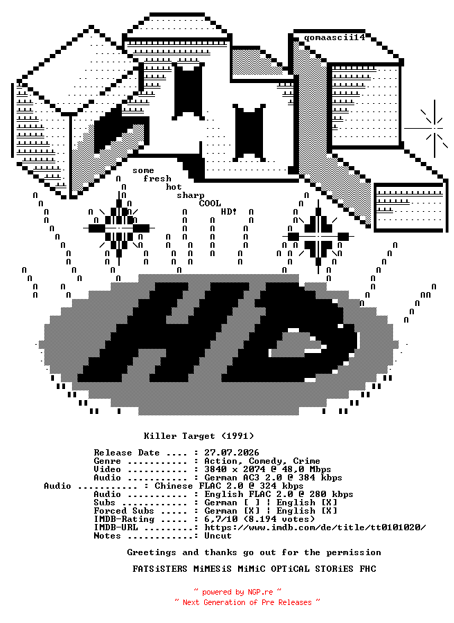 NFO for the release Killer.Target.1991.GERMAN.AC3D.DL.2160p.UHD.BluRay.x265-COOLHD by COOLHD