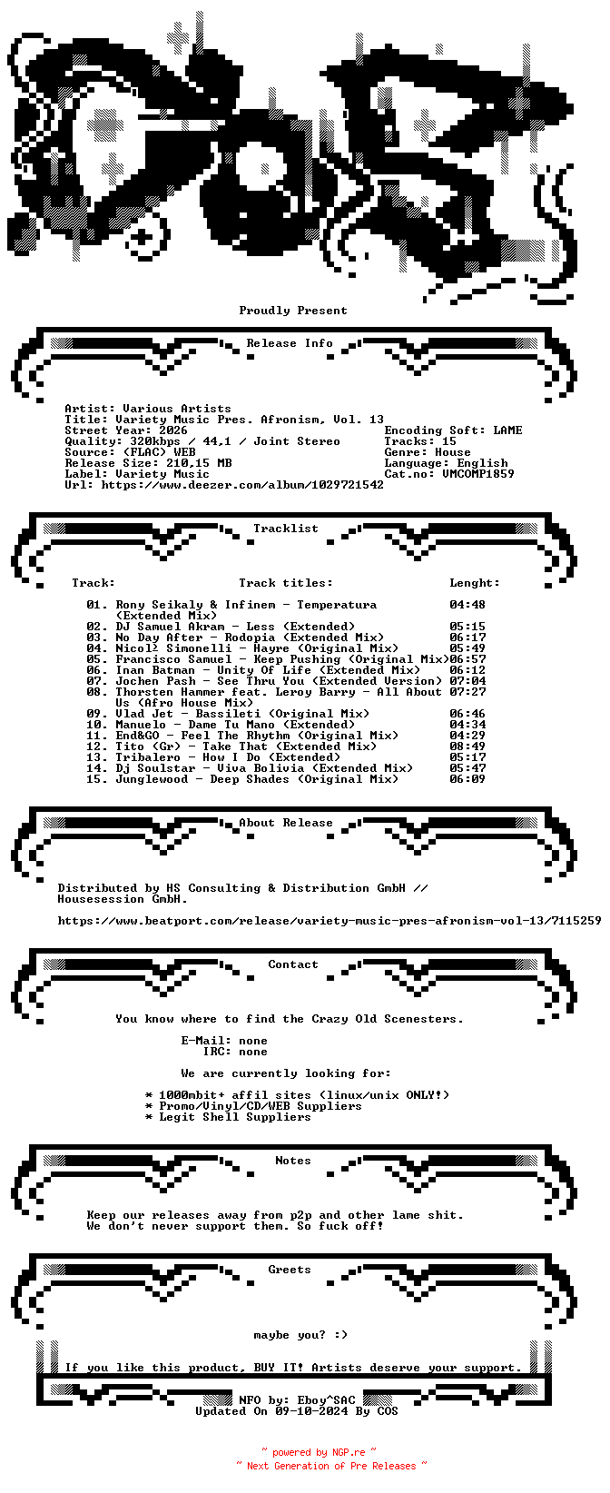 NFO for the release VA-Variety_Music_Pres._Afronism_Vol._13-(VMCOMP1859)-WEB-2026-COS by COS