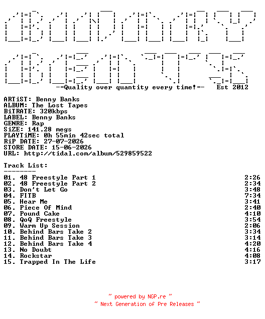NFO for the release Benny_Banks-The_Lost_Tapes-WEB-2026-BB by BB