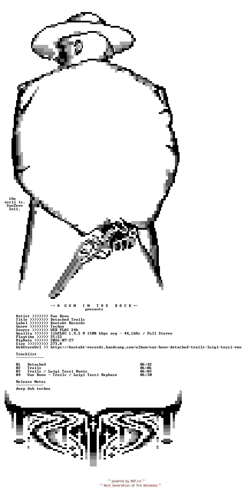 NFO for the release Van_Bonn-Detached_Trails-(KNT50)-24BIT-WEB-FLAC-2026-AGITB by AGITB